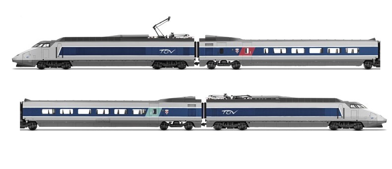 JOUEF HJ2356 TGV Sud -Est, blue and metal grey livery, 4 elements set